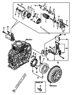  Двигатель Yanmar L70N6FJ1P1AAFT, узел -  Стартер и генератор 