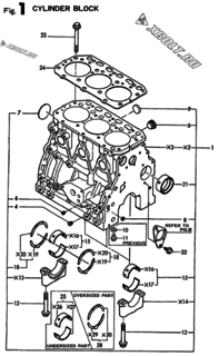  Двигатель Yanmar 3TN84TE-KRU, узел -  Блок цилиндров 