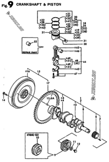  Двигатель Yanmar 4TN84TE-SD1, узел -  Коленвал и поршень 