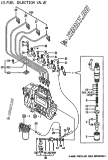  Двигатель Yanmar 4TNE84-MS, узел -  Форсунка 