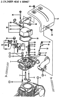  Двигатель Yanmar L48AE-DITYC, узел -  Головка блока цилиндров (ГБЦ) 