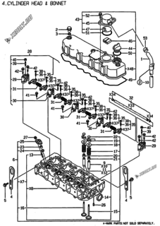  Двигатель Yanmar 4TNE88-EACG, узел -  Головка блока цилиндров (ГБЦ) 