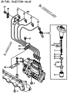  Двигатель Yanmar 4TNE84MT-EK, узел -  Форсунка 