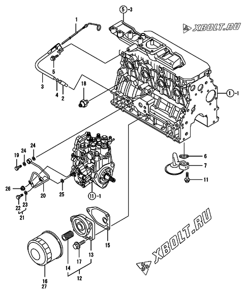  Система смазки двигателя Yanmar 4TNV88-PCKS