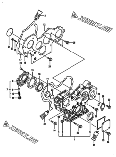  Двигатель Yanmar 4TNV88-KLAN, узел -  Корпус редуктора 