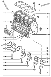  Двигатель Yanmar 4TNV88-XWA, узел -  Блок цилиндров 