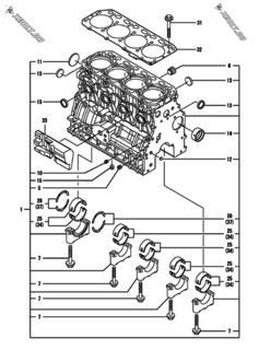  Двигатель Yanmar 4TNV88-XMS2, узел -  Блок цилиндров 