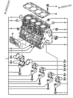  Двигатель Yanmar 4TNV88-GNP, узел -  Блок цилиндров 