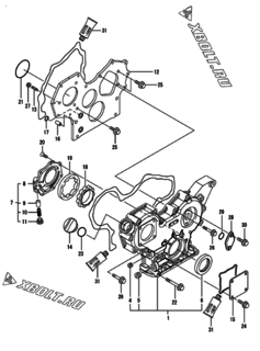  Двигатель Yanmar 4TNV88-GNP, узел -  Корпус редуктора 