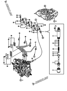  Двигатель Yanmar 4TNV88-GNP, узел -  Форсунка 