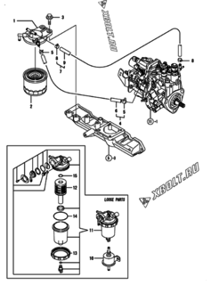  Двигатель Yanmar 4TNV88-DAE, узел -  Топливопровод 