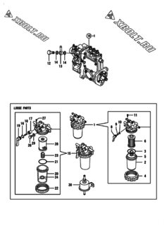  Двигатель Yanmar 3TNV76-NAMM, узел -  Топливопровод 