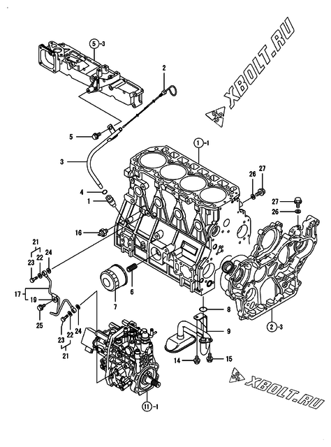  Система смазки двигателя Yanmar 4TNV98-ZNDS