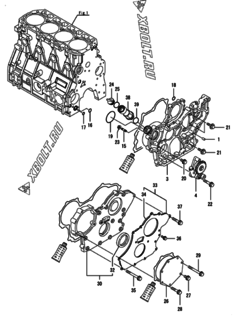 Двигатель Yanmar 4TNV98-ZWDB8F, узел -  Корпус редуктора 