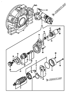  Двигатель Yanmar 4TNV98-ZWDB8F, узел -  Стартер 