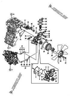  Двигатель Yanmar 4TNV88-BDSA, узел -  Система водяного охлаждения 