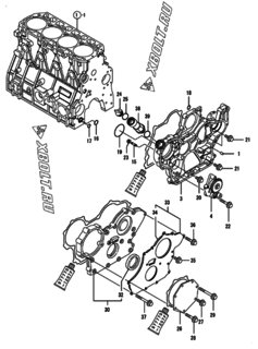  Двигатель Yanmar 4TNV98-ZWDB8U, узел -  Корпус редуктора 