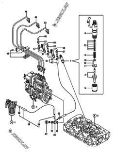  Двигатель Yanmar 3TNE84-GB2BT, узел -  Форсунка 