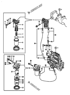  Двигатель Yanmar 3TNE84-GB2BT, узел -  Топливопровод 