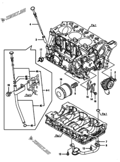  Двигатель Yanmar 3TNM72-APL, узел -  Система смазки 