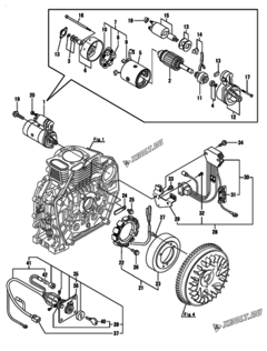 Двигатель Yanmar L70N5-METMRYI, узел -  Стартер и генератор 
