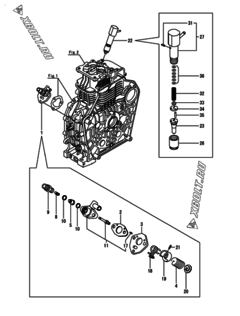  Двигатель Yanmar L100N5-GETMAYI, узел -  Топливный насос высокого давления (ТНВД) и форсунка 