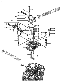  Двигатель Yanmar L100N5EA1C1HAAR, узел -  Головка блока цилиндров (ГБЦ) 